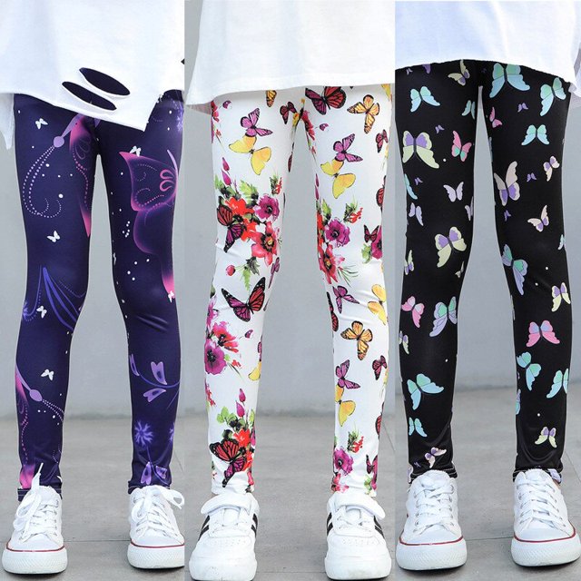 Kids Girls Leggings Spring Summer Flower Printed Children Trousers Girl Casual Pencil Pants Cute Toddler Leggings8110 He Qiyong unisex