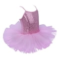 thumbnail image 2 of Xnihocha Kids Girls Sequins Ballet Tutu Dress Camisole Gymnastics Dance Leotards Ballerina Outfit Pink 6-7, 2 of 7