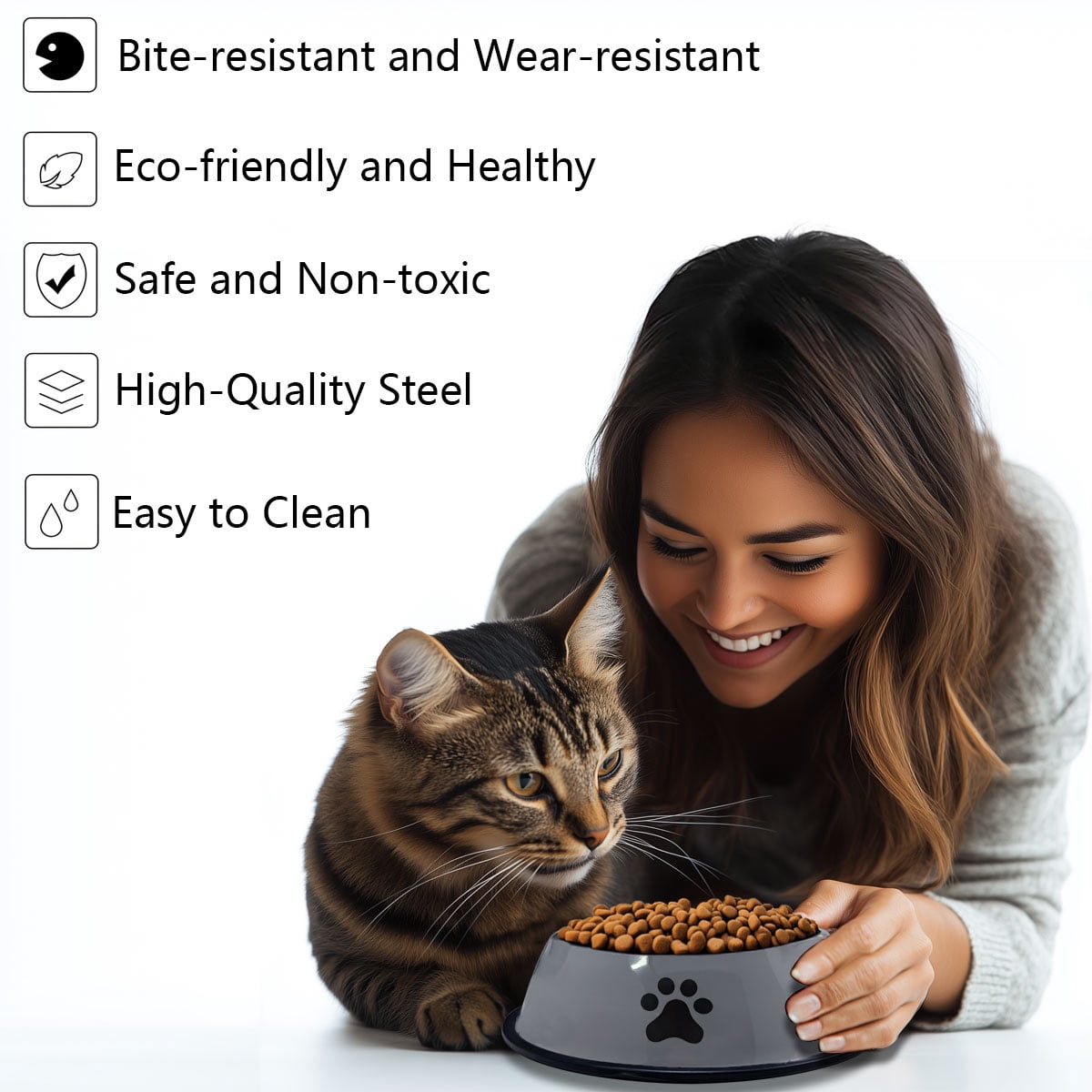 BLRTUN 2-Pack Stainless Steel Dog Bowls Set, Non-Slip Stackable Food & Water Dishes for Pets Gray-50oz(6cups)