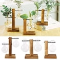 thumbnail image 2 of ODOMY Vintage Hydroponic Plant Vases Transparent Flower Pot Wooden Frame Glass Tabletop Plants Vase for Home Bonsai Decor, 2 of 10