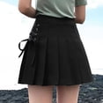 thumbnail image 2 of PIKADINGNIS Black White Women Pleated Skirts Spring Summer Fashion Bandage Jk Mini Skirts Girl Wild School Uniform High Waist Skirt, 2 of 6