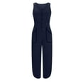 thumbnail image 7 of Athletic Jumpsuit for Women Summer Casual Button Down Tank Top Overalls with Pocket Elastic Waist Racerback Tennis Jumper, Navy, XXL, 7 of 7