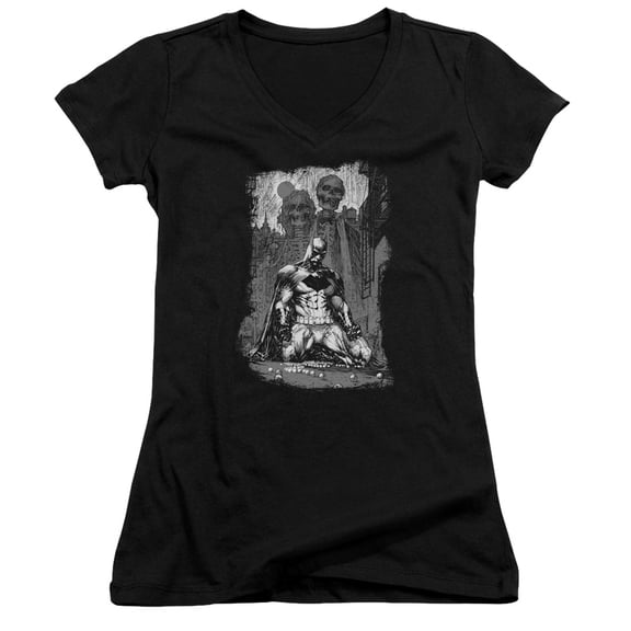 Batman Sketchy Shadows Junior Women's T-Shirt V-Neck Black