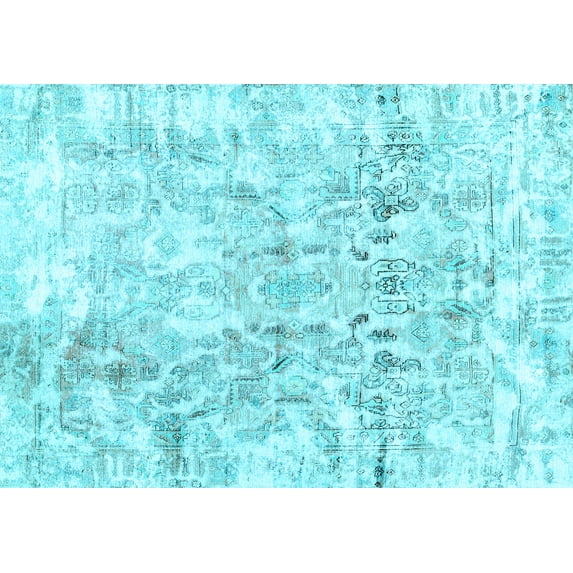Ahgly Company Indoor Rectangle Abstract Light Blue Contemporary Area Rugs, 2' x 4'