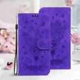 thumbnail image 1 of Allytech Wallet Case for Galaxy S22 Ultra, Luxury PU Leather ID Cash Credit Card Slots Holder Embossed Clover Flower PU Leather Kickstand with Wrist Strap For Samsung S22 Ultra 5G 6.8" 2022, Purple, 1 of 6