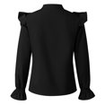 thumbnail image 4 of Jsaierl Button Down Shirts for Women Trendy Ruffle Trim High Neck Tops Polka Dot Print Blouses Plus Size Loose Comfy Work Shirts, 4 of 9