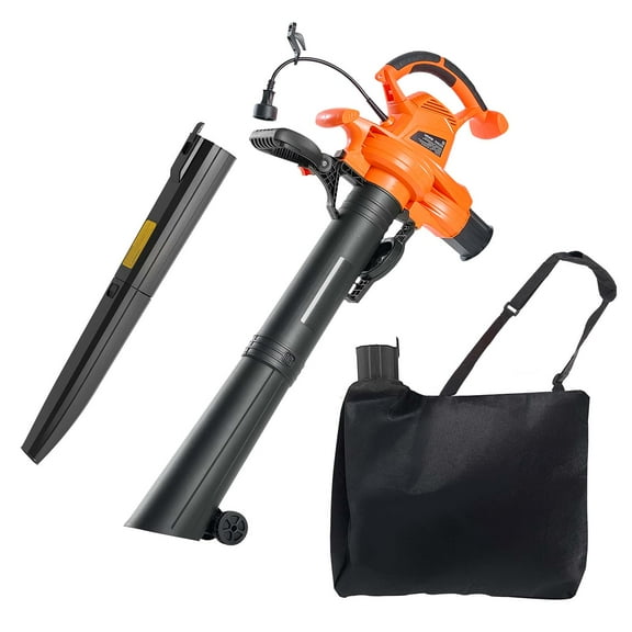 VEVOR Electric Leaf Blower, 12 Amp, 250 MPH, 400 CFM, 3 in 1 Handheld Blower Vacuum & Mulcher for Lawn Care, 2-Speed Lightweight Portable with Bag and Wheeled Base for Yard Patio Outdoor, Corded