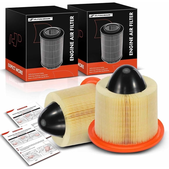 A-Premium 2-PC Engine Air Filter Compatible with Ford & Lincoln Models - F-150 F-250 F-350 F-450 F-550 Super Duty Mustang Expedition Excursion E-150 E-250 E-350 E-450 Navigator - Replace# CA8039