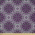 thumbnail image 2 of Ambesonne Oriental Fabric by the Yard Microfiber, Floral Tiles Purple Tones, 3 Yards, Pale Mauve and Purple, 2 of 4