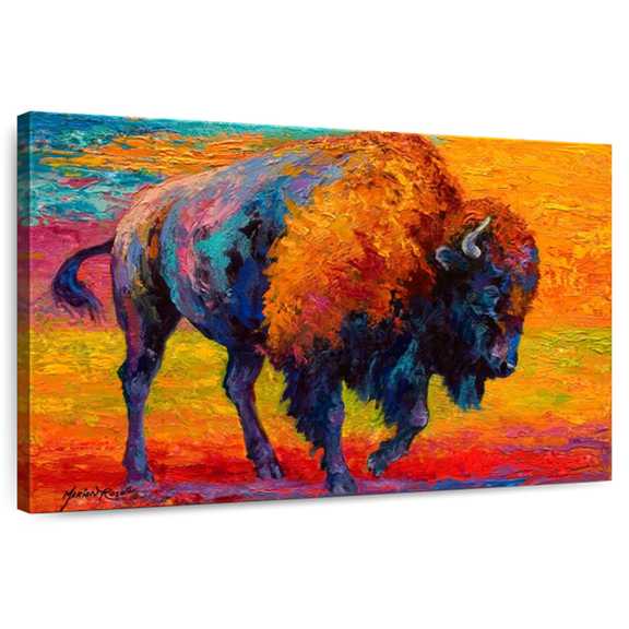 Elephant Stock Spirit Of The Prairie Wall Art - Horizontal Canvas Wall Art - Living Room Wall Decor - Animal Canvas - Orange And Turquoise Decor By Marion Rose - 12" x 8"
