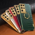 thumbnail image 2 of Luxury Trend Crocodile Pattern TPU Phone case with Metal Ring Bracket for Samsung Galaxy S23 S22 S21 S20 Ultra Plus FE Shell Edge Reinforced Shockproof Protective Back Cover(Black,S23 Ultra), 2 of 8