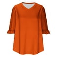 thumbnail image 5 of SHE IS Womens 3/4 Sleeve Tops, Plus Shirts for Women Orange Plus Size Tops for Women 4x-5x 3/4 Length Sleeve Womens Tops Plus Size White Basic Tees for Women, 5 of 6