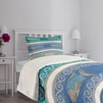 thumbnail image 3 of Ambesonne Mosaic Quilted Bedspread Set 2 Pcs, Marine Style Pattern, Twin Size, Slate Blue, 3 of 5
