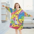 thumbnail image 5 of FORMRS Wearable Blanket Hoodie with Sleeves for Kids Cozy Flannel Sweatshirt, Vibrant Dinosaur, 5 of 7