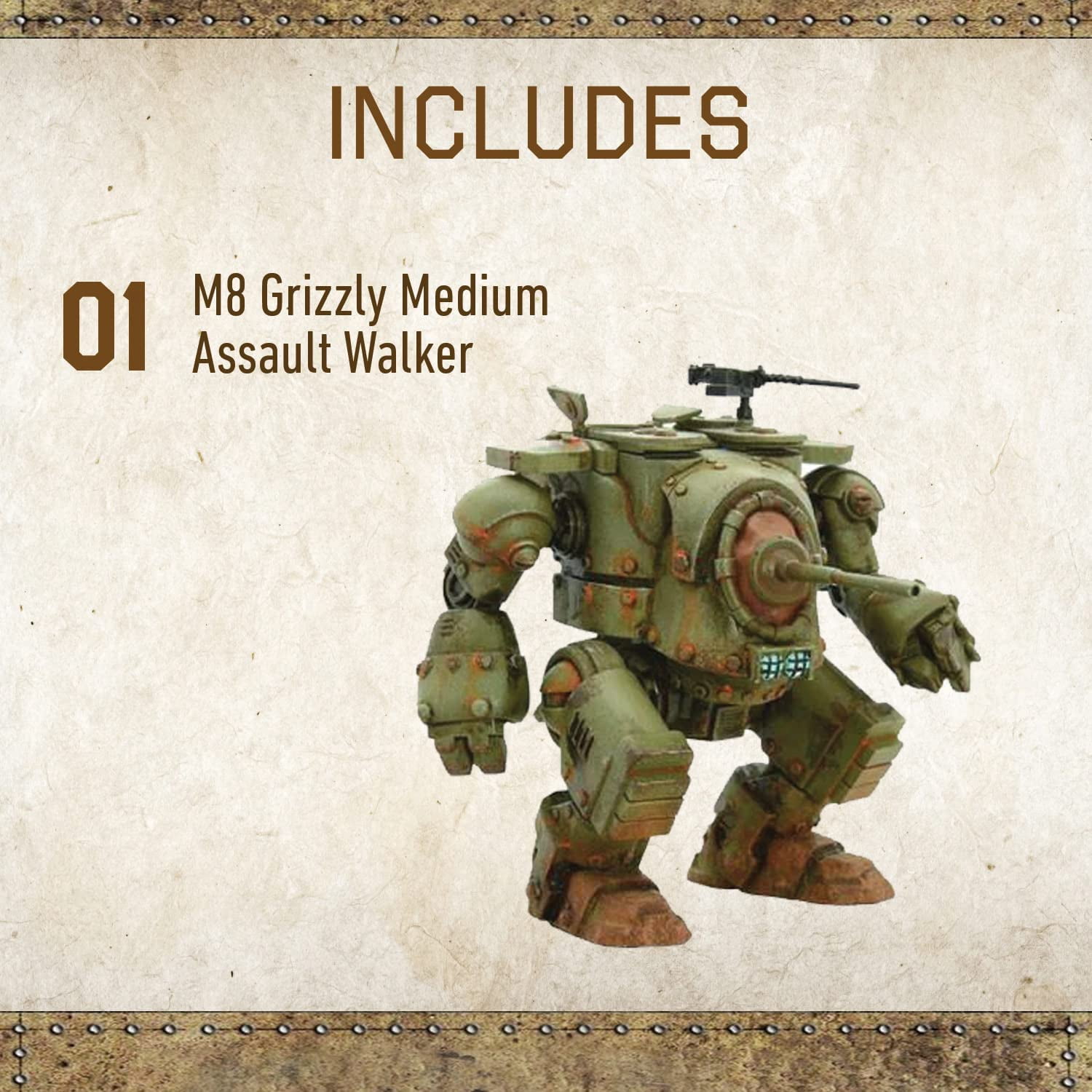 Wargames Delivered - Konflikt'47 Bolt Action Allied Grizzly Medium Walker - Miniature Wargaming Armed with the 75mm Gun and a .50 HMG, the Grizzly is Versatile-Action Figure Model Kit by Warlord Games