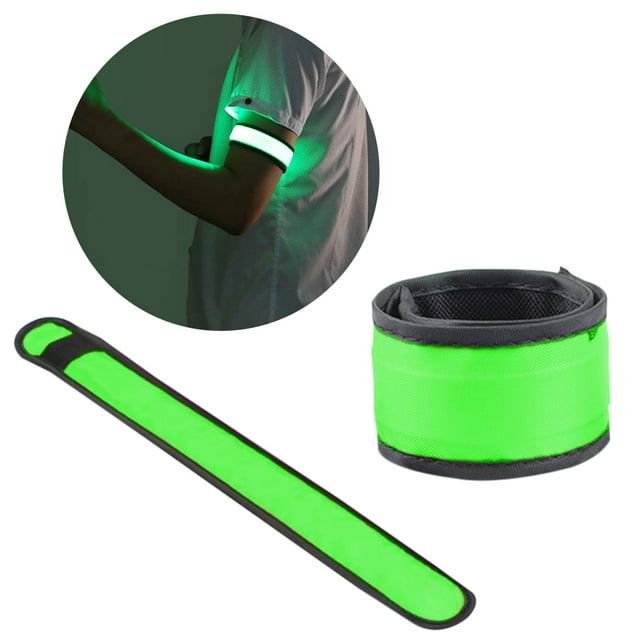 2PCS LED Light up Band Night Safety Glow Arm Band Slap Bracelet for Running