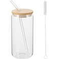 thumbnail image 3 of Topb 5.91" Clear Glass Drinking Cup with Bamboo Lid and Straw, 3 of 7