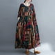 thumbnail image 3 of Vestido vintage suelto con estampado de bolsillos Vestido de manga larga con cuello en O Irfora  Vestido de mujer, 3 of 7
