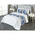 thumbnail image 3 of Floral Bed Runner Set, Leaves of the Tropical Climate on the Plain Background Repeated Pattern, Decorative Bedding Scarf & 2 Pillow Shams for Hotels Homes, King, Ivory and Cobalt Blue, by Ambesonne, 3 of 3