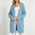 thumbnail image 2 of Edvintorg Long Sweaters for Women Plus Size Long Sleeve Open Front Loose Casual Knit Cardigan Woman Clothes Light Blue S-3XL, 2 of 6