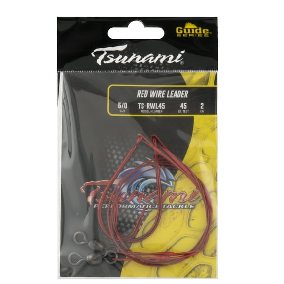 Tsunami Red Wire Leader – 45 lb Test, Size 5/0 Hook