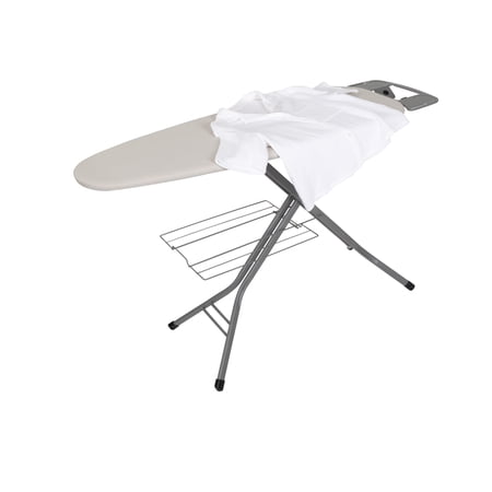BETTER HOMES & GARDENS WIDE‑TOP IRONING BOARD – 47″ X 38″, ADJUSTABLE HEIGHT, STEEL FRAME, BUILT‑IN IRON REST AND CLOTHES RACK, NON‑SLIP FEET, GREY
