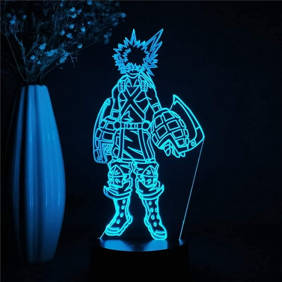 My Hero Academia Anime Figure 3D Led Night Light Bakugou Katsuki Manga Figure Desk Lamp Bedside Bedroom Decoration Home Decor Nightlight Birthday Gift