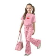 thumbnail image 2 of Toddler Girl's 2 Piece Cherries Leopard Print Outfits Valentine's Day Short Sleeve Tee Top And Flare Bell Bottom Pants Pink 12 Y-13 Y, 2 of 6