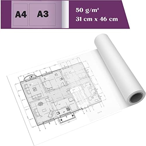 White Tracing Paper Roll 16 inch x 164 feet - 50 /m² Sewing Pattern Paper for Ink, Pencil & Markers - Trace Paper for Sewing&Dressmaking - Sketch & Drafting Paper roll - Sewing Tracing Paper