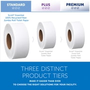 Scott Professional 100% Recycled Fiber High-Capacity Jumbo Roll Toilet Paper, Bulk (67805), 2-Ply, Septic Safe, White, Non-Perforated (12 Rolls at 1,000' Each, 12,000'/Case)