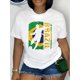 thumbnail image 1 of Brazilian Flag & Soccer Print Casual T-Shirt for Women - Crew Neck, Short Sleeve, Breathable Polyester, Machine Washable, 1 of 8