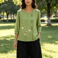 thumbnail image 5 of Kezqiaxn Blouses for Women Dressy Embroidery Half Sleeve Crew Neck Casual Loose Shirts Summer Tops Plus Size Fashion, 5 of 6