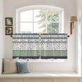thumbnail image 2 of Green Stripes Abstract Tier Curtains 24 Inch Length, Geometric Spring Flowers Rustic Cafe Short Curtains for Bathroom Over Sink, Small Kitchen Curtain Light Filtering Drapes 2 Panels 27.5"Wx24"L, 2 of 8