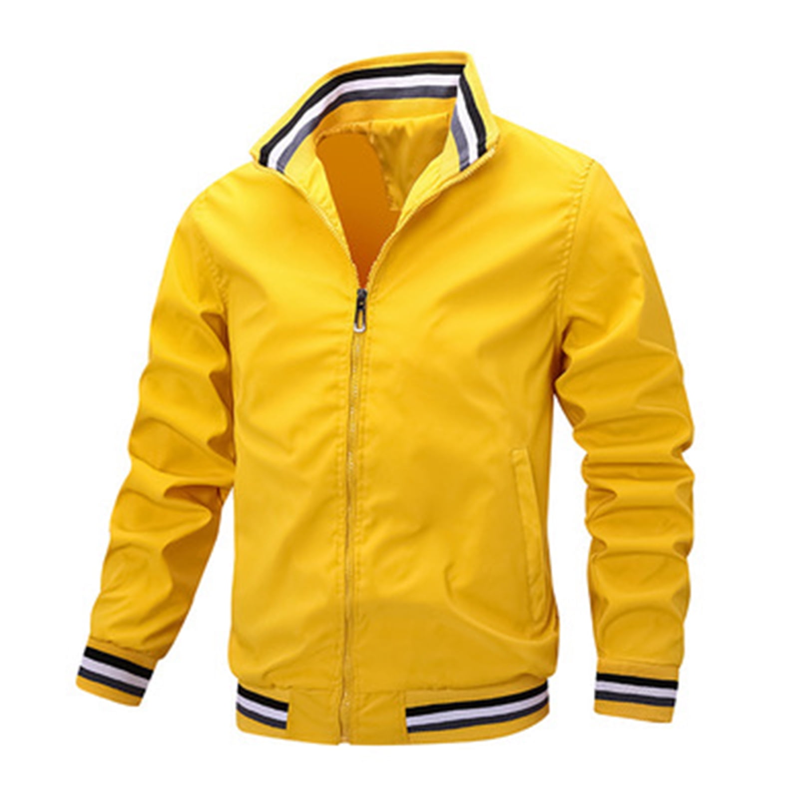 Bomber Jacket for Men Lightweight Windbreaker Spring Fall Full Zip Active Coat Standing Collar