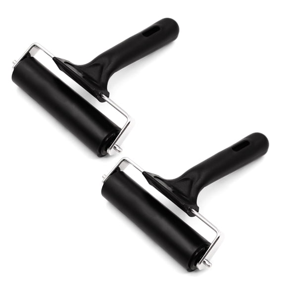 Style-Carry 2 Pack Rubber Brayer Roller, 4 inch Hard Rubber Brayer Applicator for Printmaking Art Crafts Painting Stamping Wallpaper Gluing