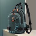thumbnail image 2 of Bolso de pecho con estampado de letras de moda para hombre, mochila impermeable multifuncional, bolso bandolera informal para exteriores para hombre, 2 of 6