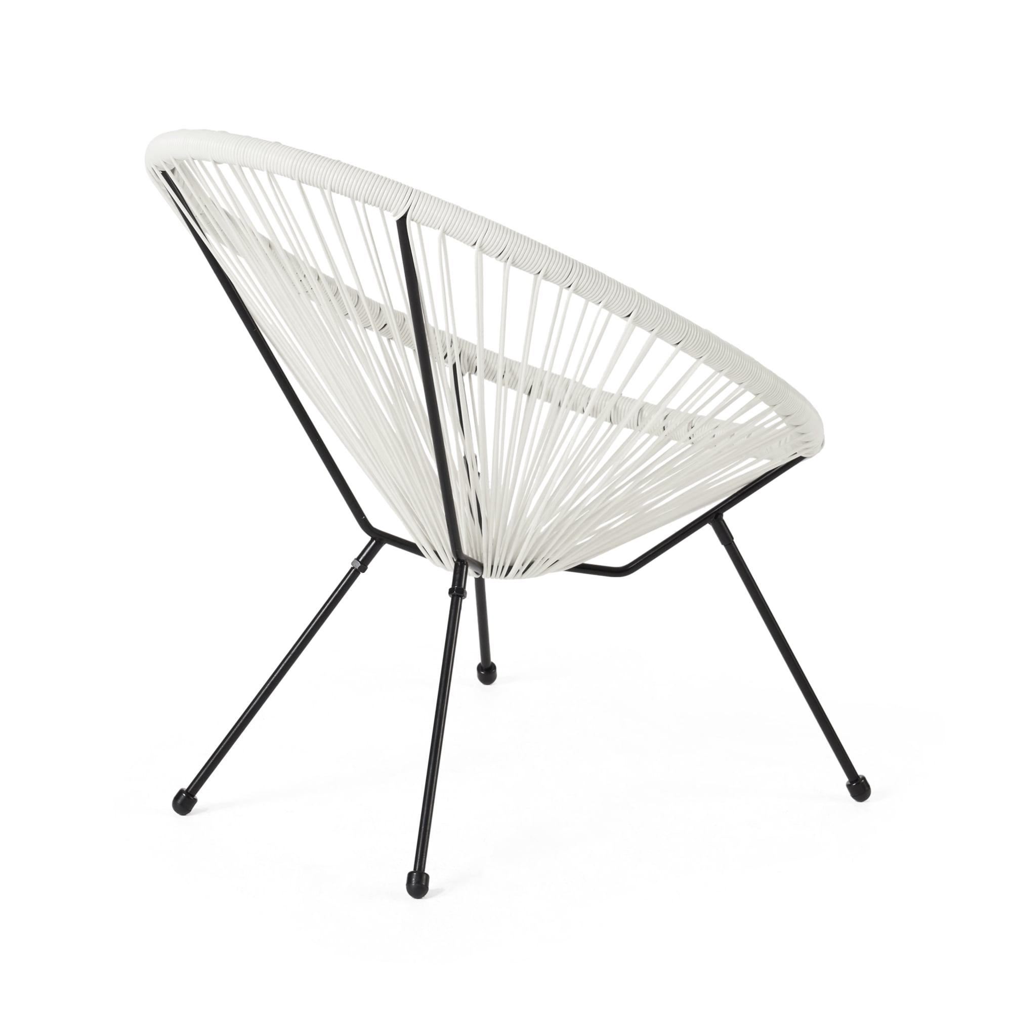 Leumius Set of 2 Modern Accent Chair with PE Rattan, Outdoor Accent Chair for Pool Beach Patio Lawn White