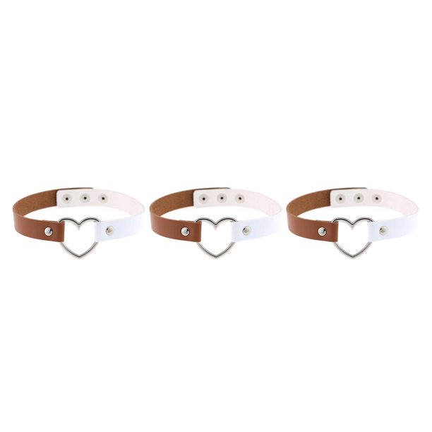 Collar colorido Sonducket de cuero estilo japonés ajustable de corazón Blanco
