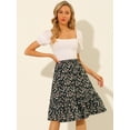 thumbnail image 2 of DARING DIVA Women's Flowy Ruffle Hem Tiered Floral Midi Skirt M Black, 2 of 6