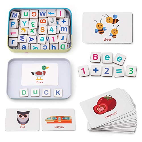 Coogam Wooden Magnetic Letters and Numbers Toys Fridge Magnets ABC Alphabet for 