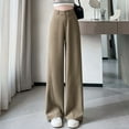 thumbnail image 2 of Fiaer,Women's Wide Leg Business Dressy Pants,Plus Size Casual Straight Trousers for Women,Ladies High Waist Loose Fit Trendy Joggers with Pockets Khaki XL, 2 of 5