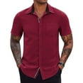 thumbnail image 3 of cllios Mens Casual Button Down Shirts Lightweight Stretch Short Sleeve Business Dress Shirt Solid Wedding Prom Tops with Pocket, 3 of 10