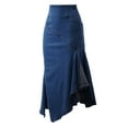 thumbnail image 2 of A2Y Women's Casual Rayon High Waist Back Zipper Denim Jean Long Skirts Dark Wash 2XL, 2 of 3