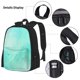 thumbnail image 3 of Disketp Cyan Mint Marble Mochila Estampada de Gran Capacidad con Lonchera y Estuche, Set de 3 Piezas para Estudiantes, 3 of 7