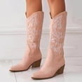 thumbnail image 2 of Chenyee Cowboy Boots for Women Embroidered Pull On Chunky Stacked Heel Knee High Western Booties, 2 of 7