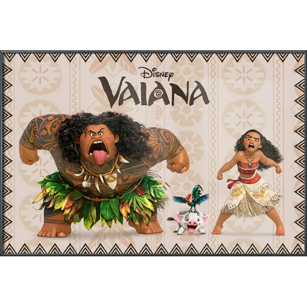 Vaiana Moana Framed Disney Movie Poster Vaiana Moana Maui Screaming Metallic Anthracite Plastic Frame Walmart Com