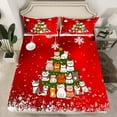 thumbnail image 2 of Manfei Kids Funny Cat Twin Sheet Sets 3 Pieces, Kitten Christmas Tree Twin Fitted Sheet, Red New Year Gifts Flat Sheet, Lightweight Room Decor, 2 of 7