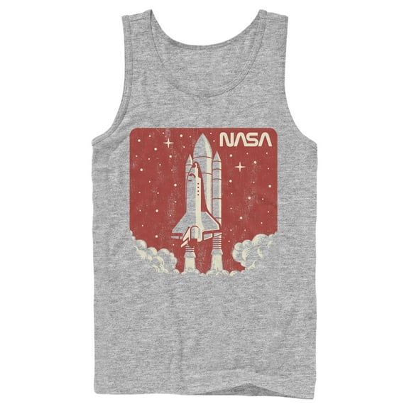 Men's NASA Red And Orange Hue Lift Off Sticker Logo  Tank Top Athletic Heather 2X Large