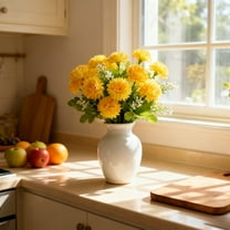 Simulation Chrysanthemum Bouquet in Yellow Red for Wedding Party 44cm Length