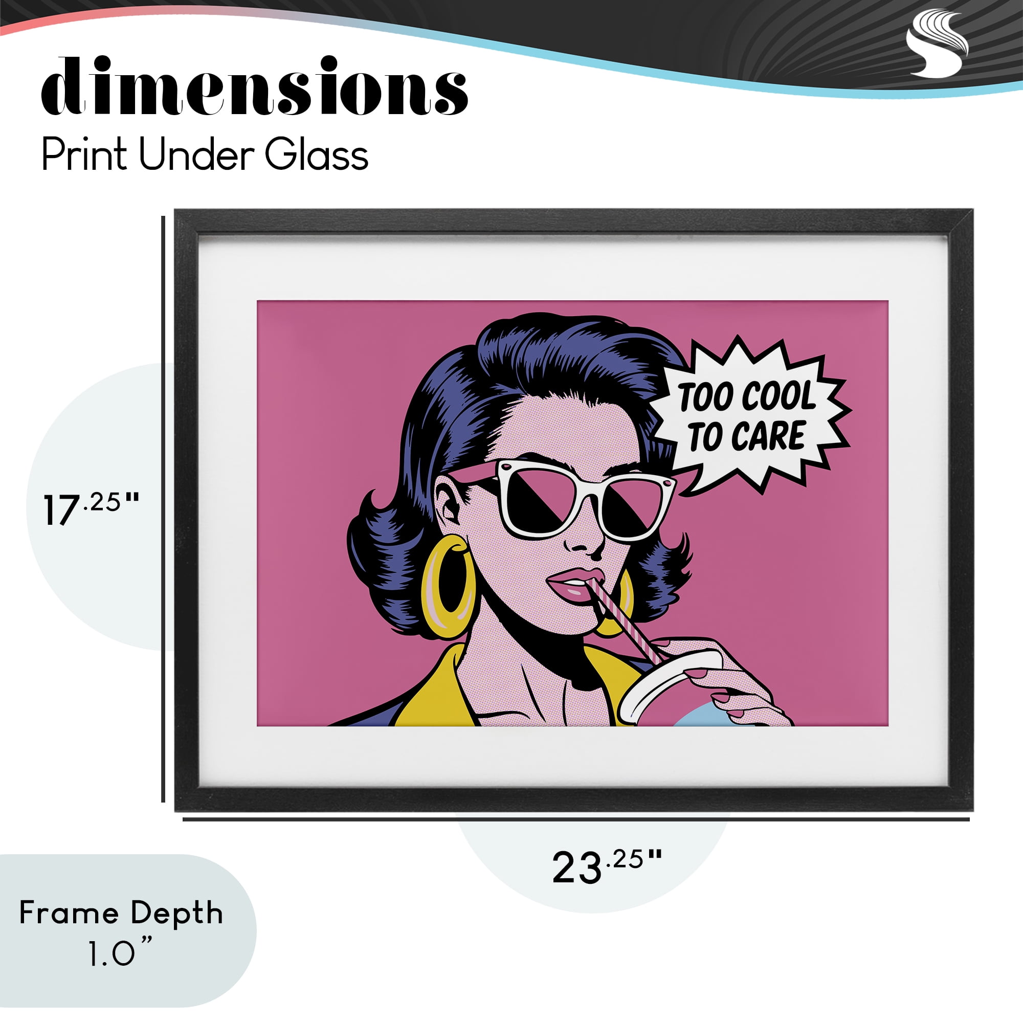 Stupell Industries Too Cool To Care Iconic Black Framed Print Under Glass, design by Andreas Magnusson